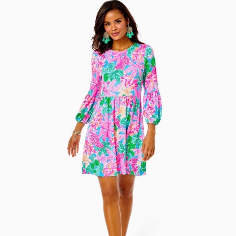 Lilly Pulitzer Vibrant Pink and Green Long Sleeve Dress - Picture 7 of 7